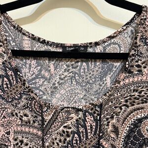 Sami & Jo Pink and Black Paisley Midi Dress